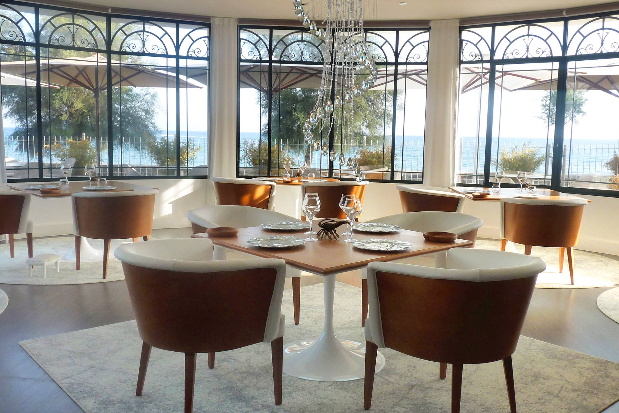 a room with a table and chairs