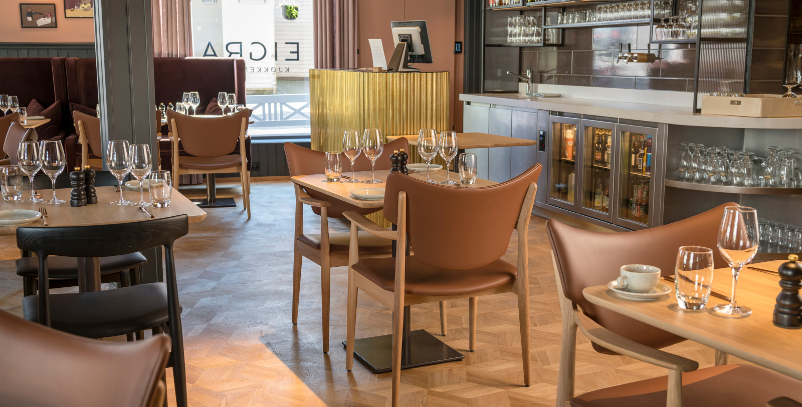 a restaurant with a bar and a counter