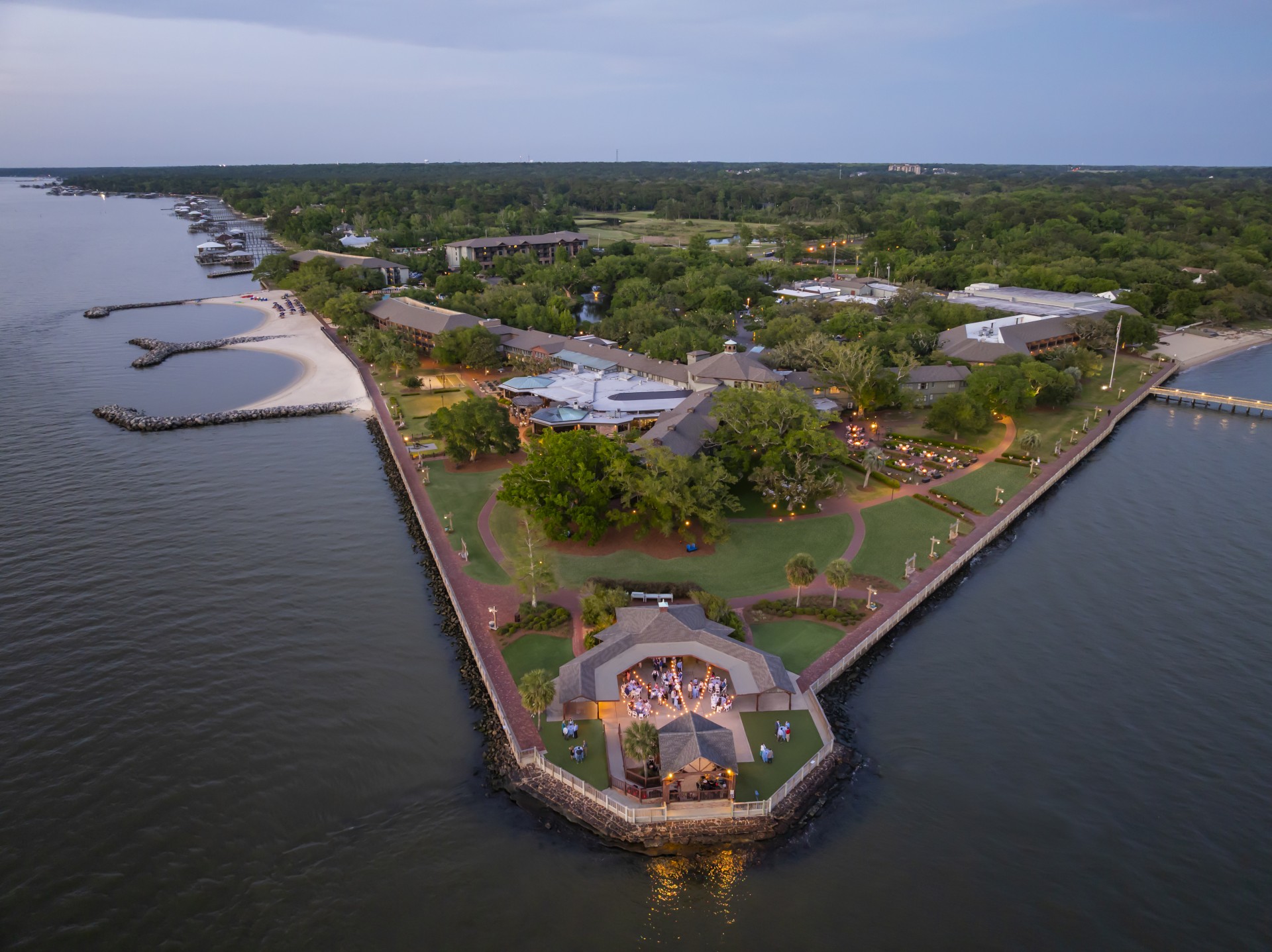 an island with a group of people on it