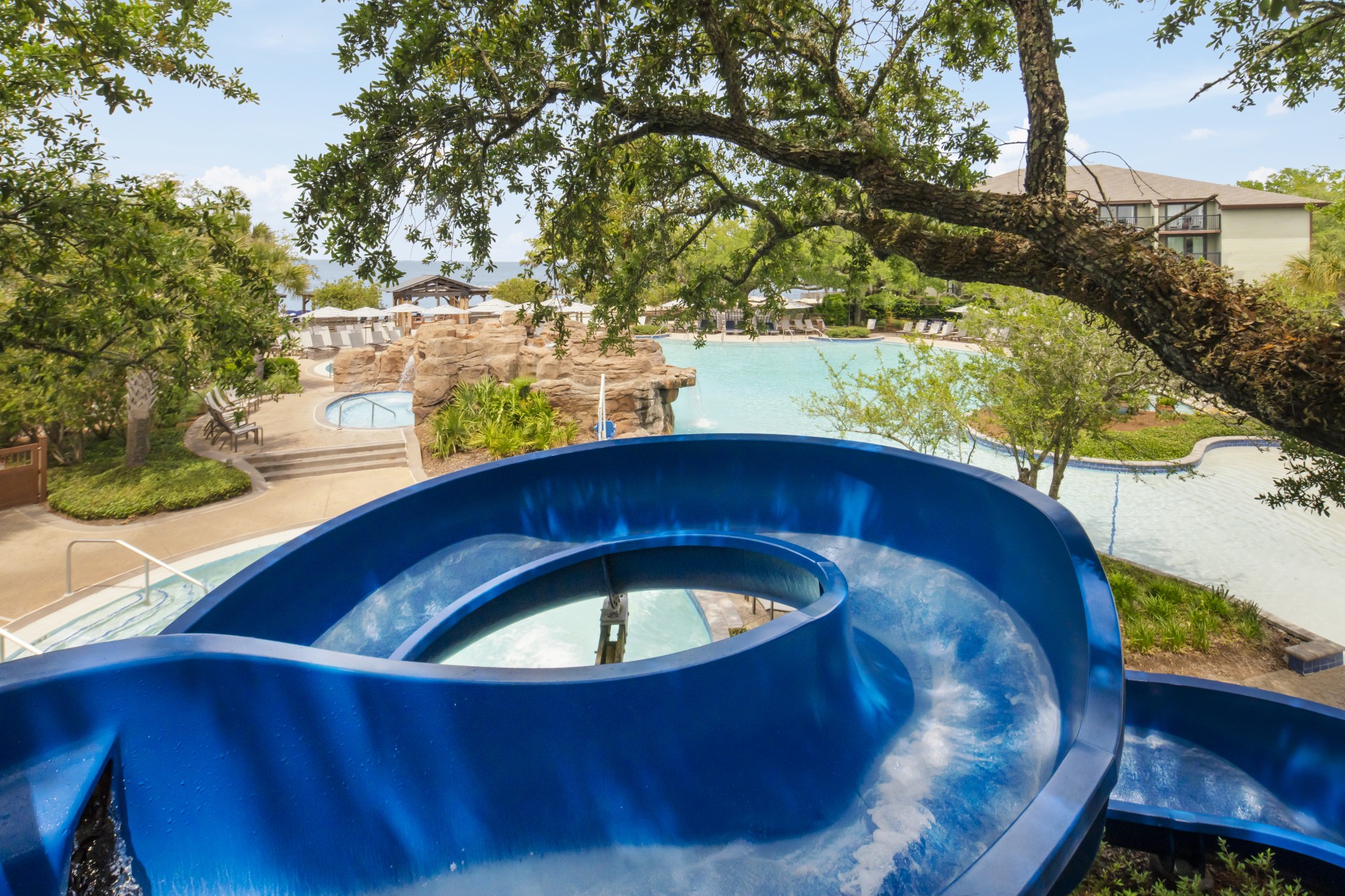 a water slide in a park