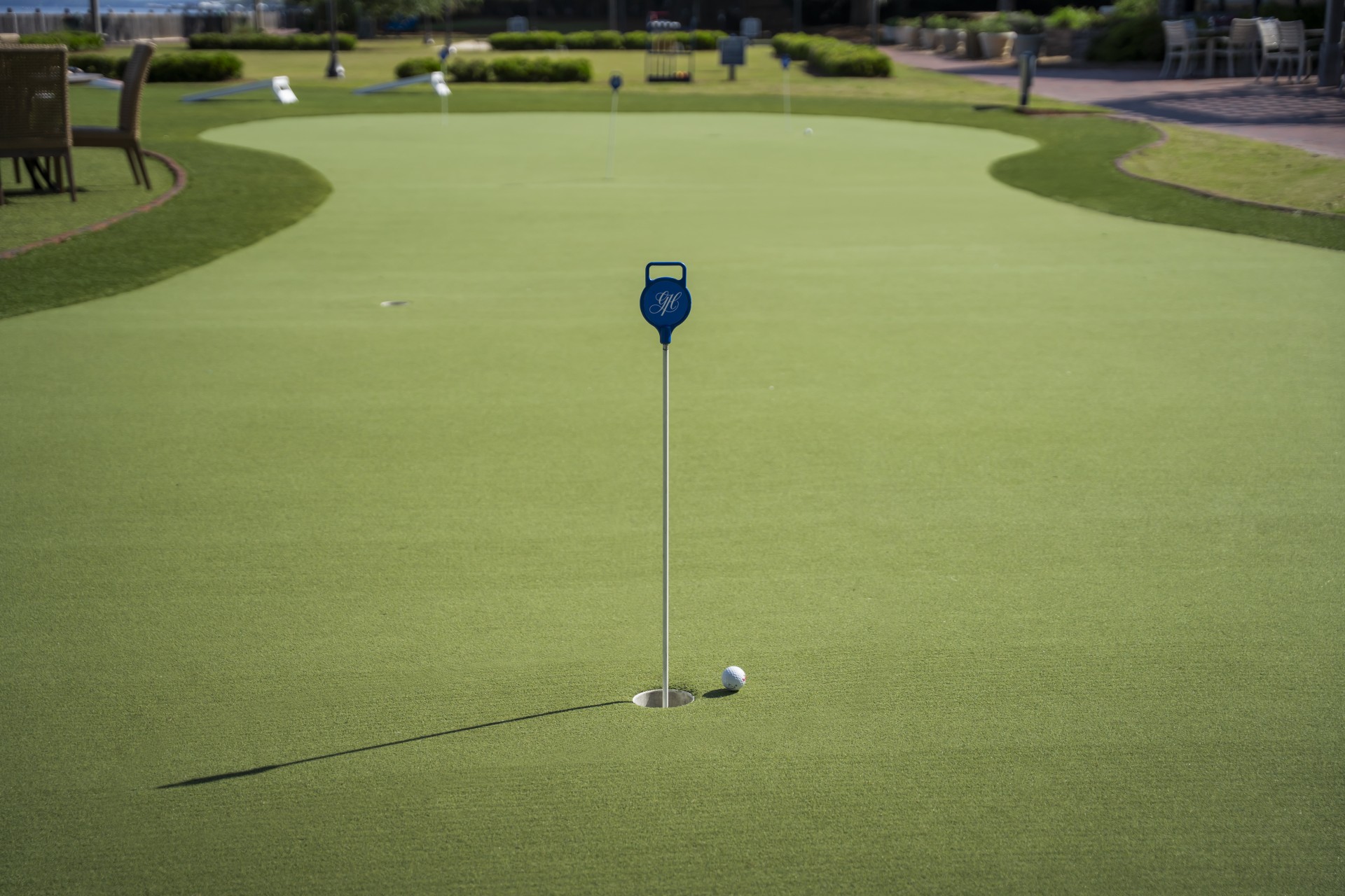 a golf ball in a hole