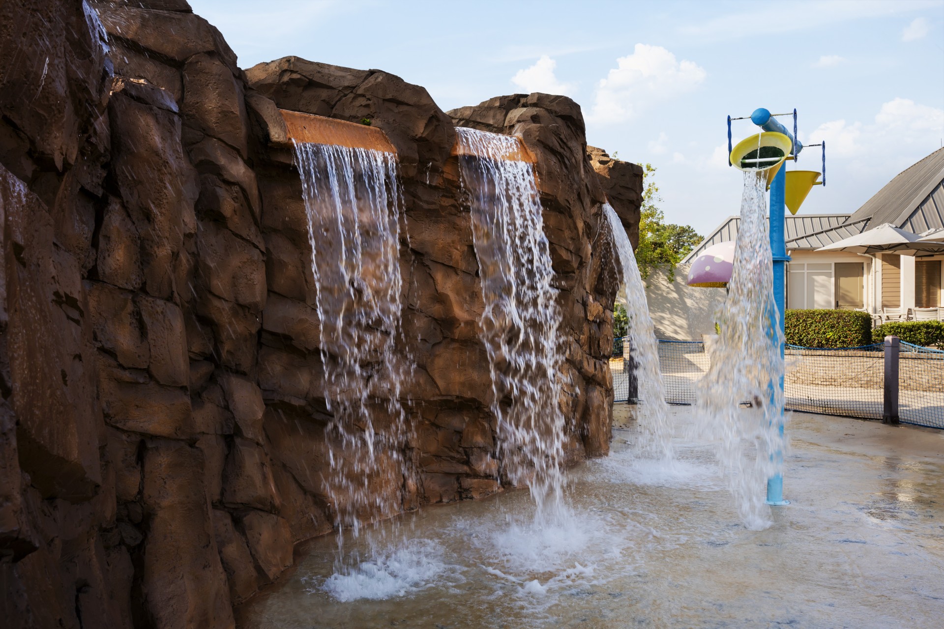 a water fall at a playground