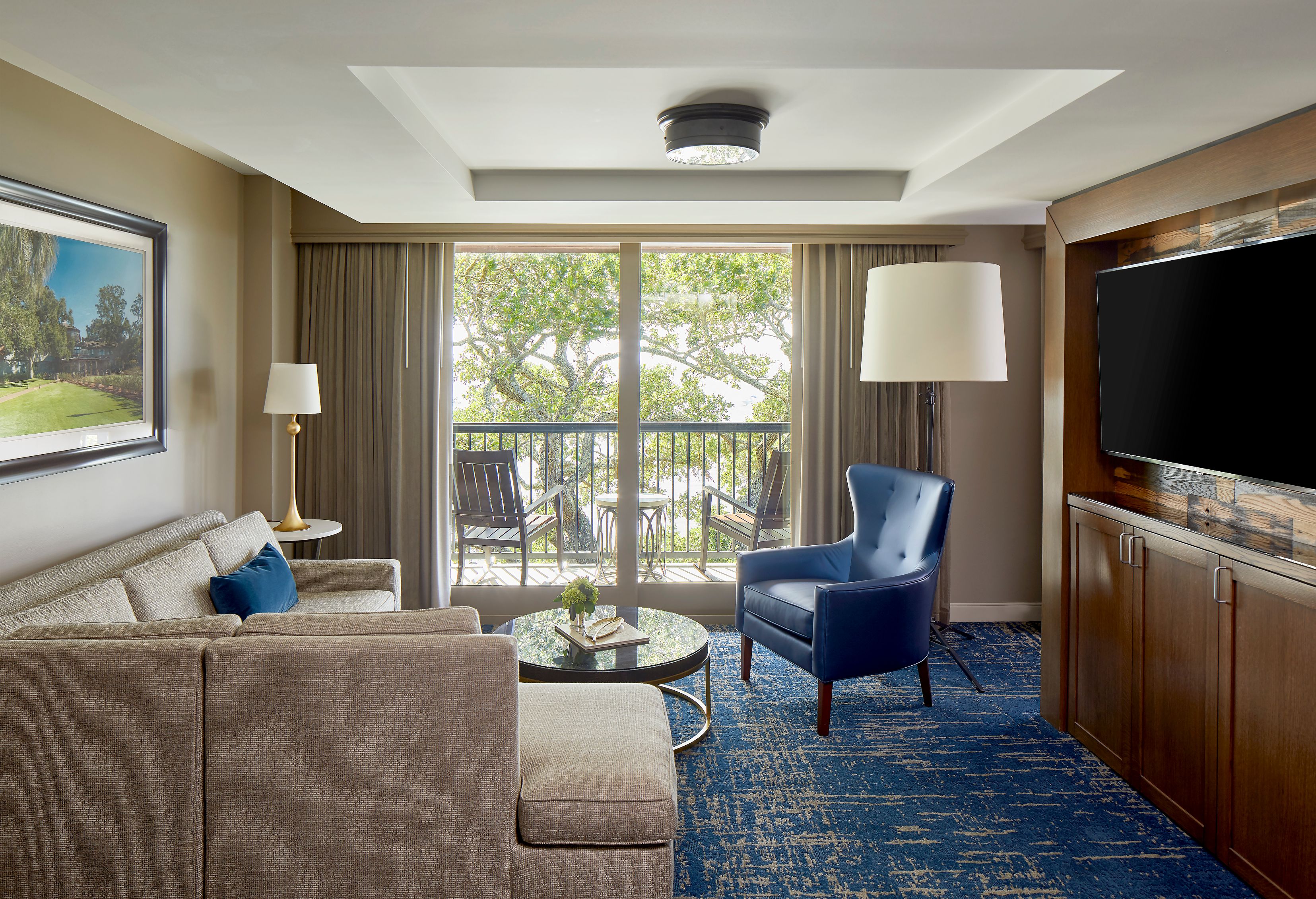 a room with a television and a couch