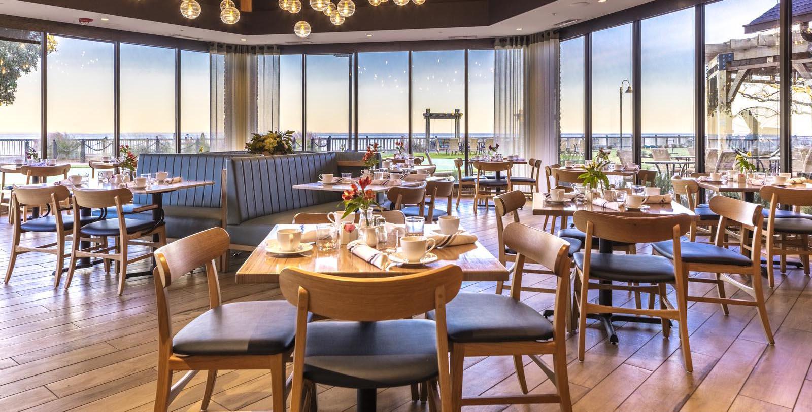 a restaurant with tables and chairs