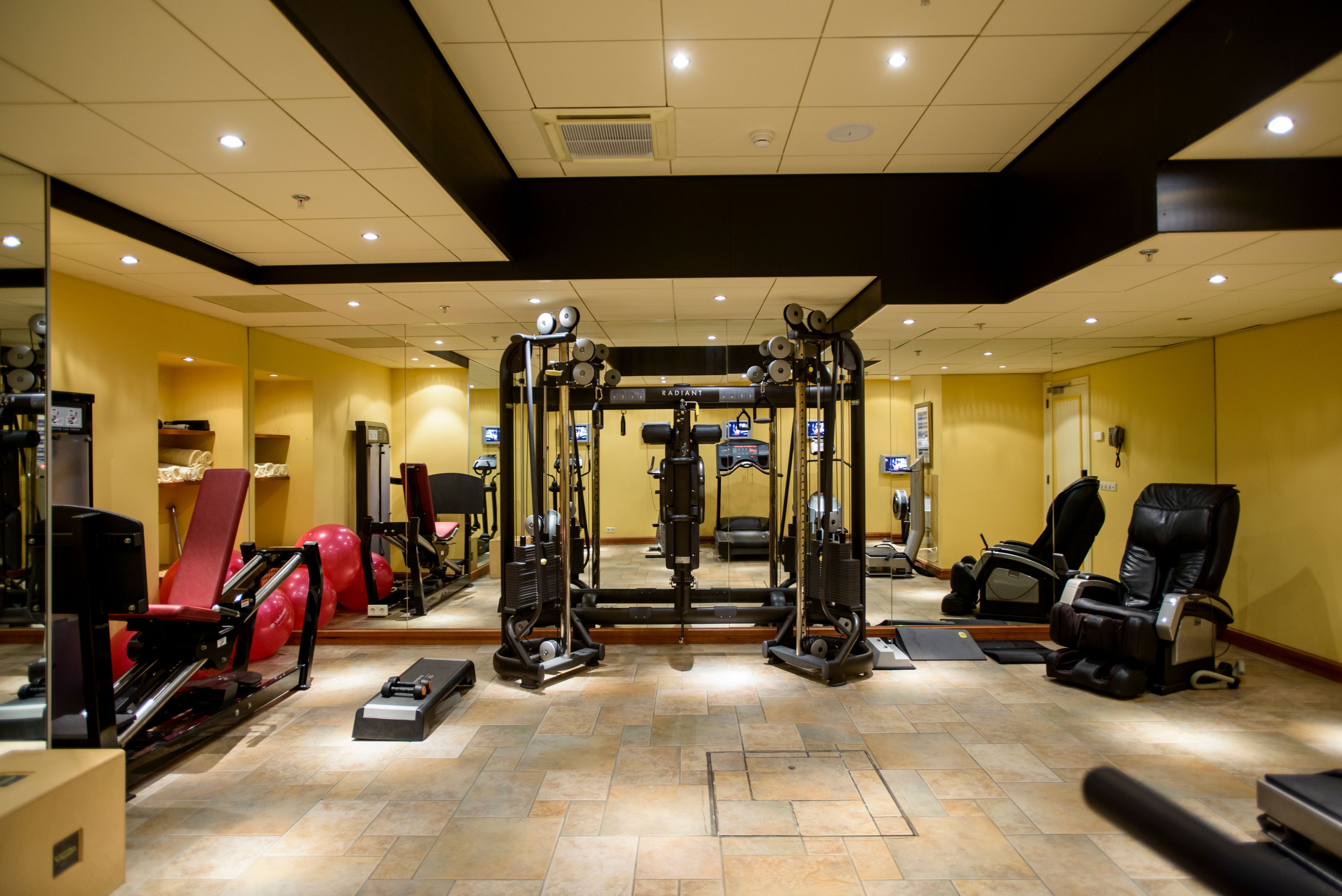 a gym with exercise equipment