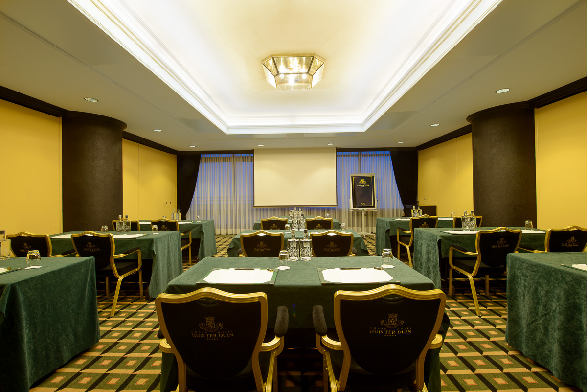 a room with tables and chairs