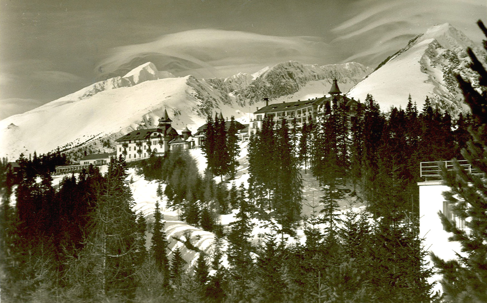 a building on a snowy mountain