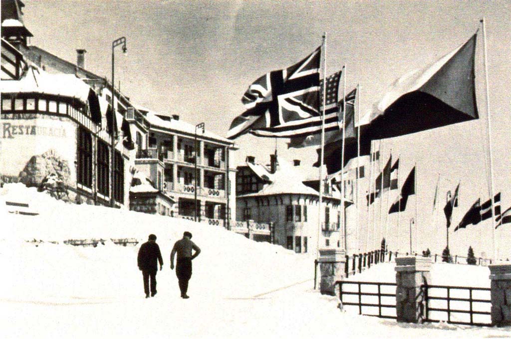 a group of people walking in the snow