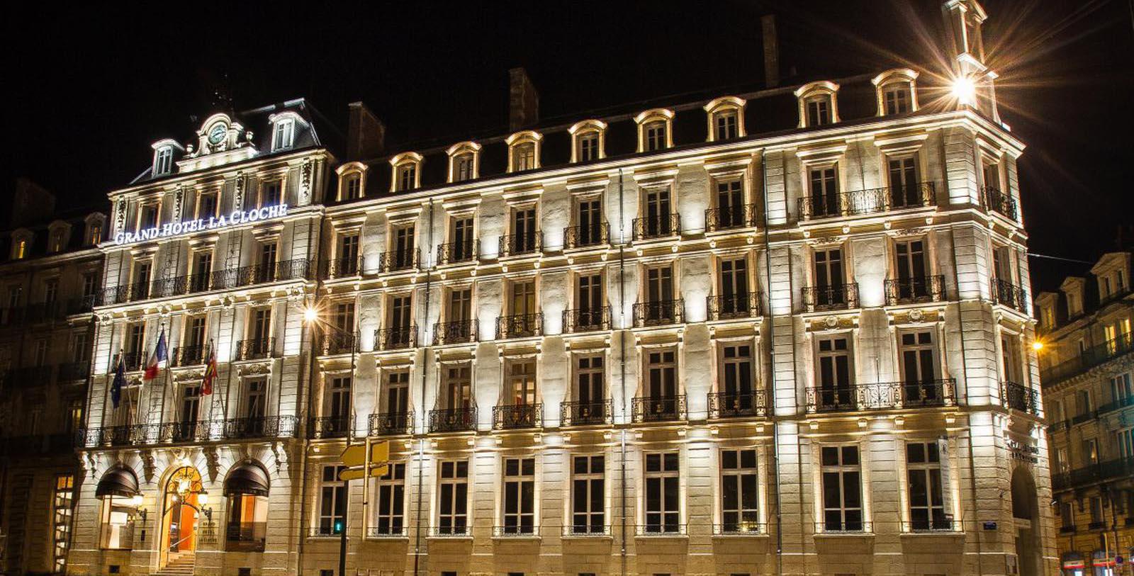 a building with lights on