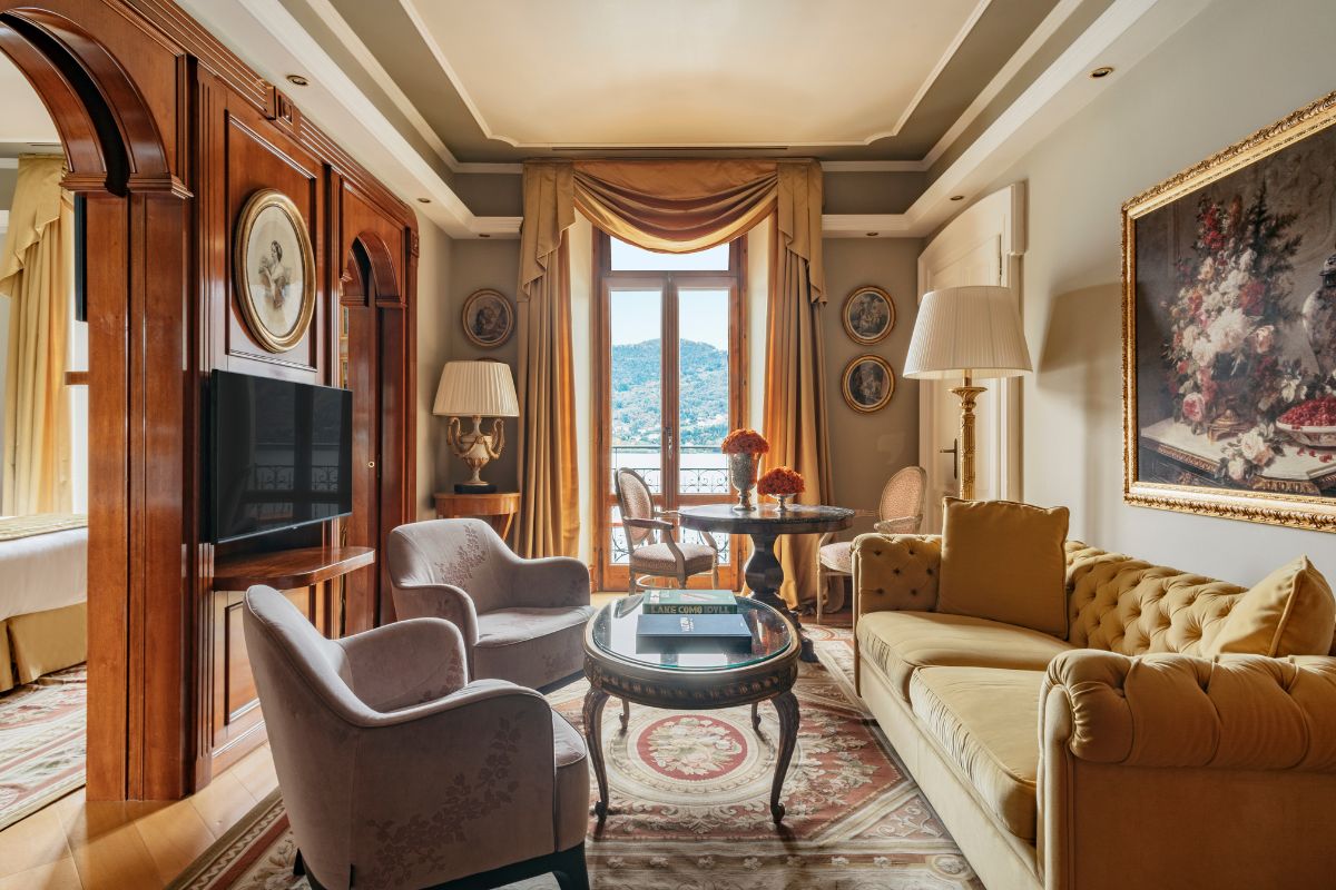 a living room with a television and couches