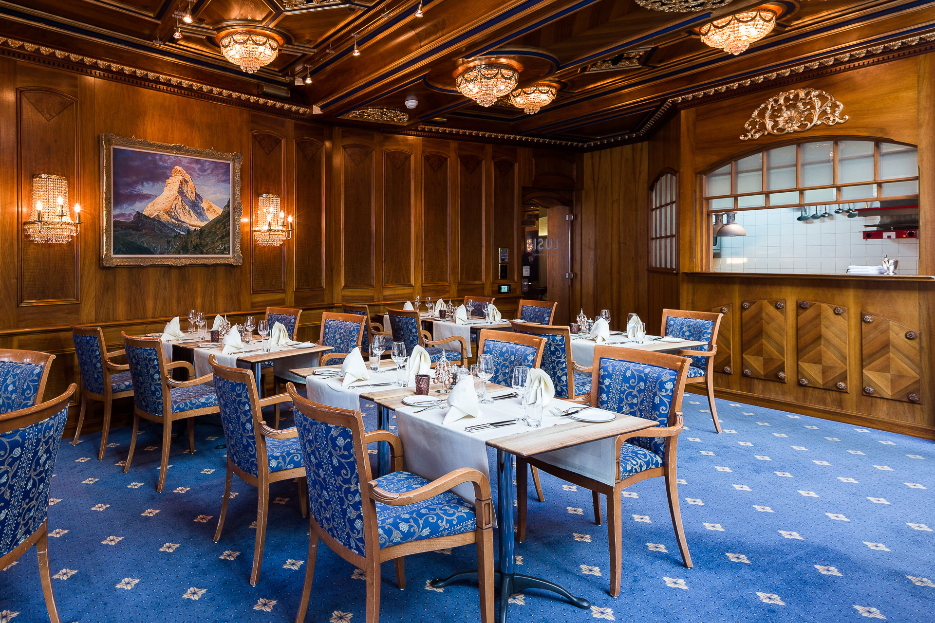 a room with tables and chairs