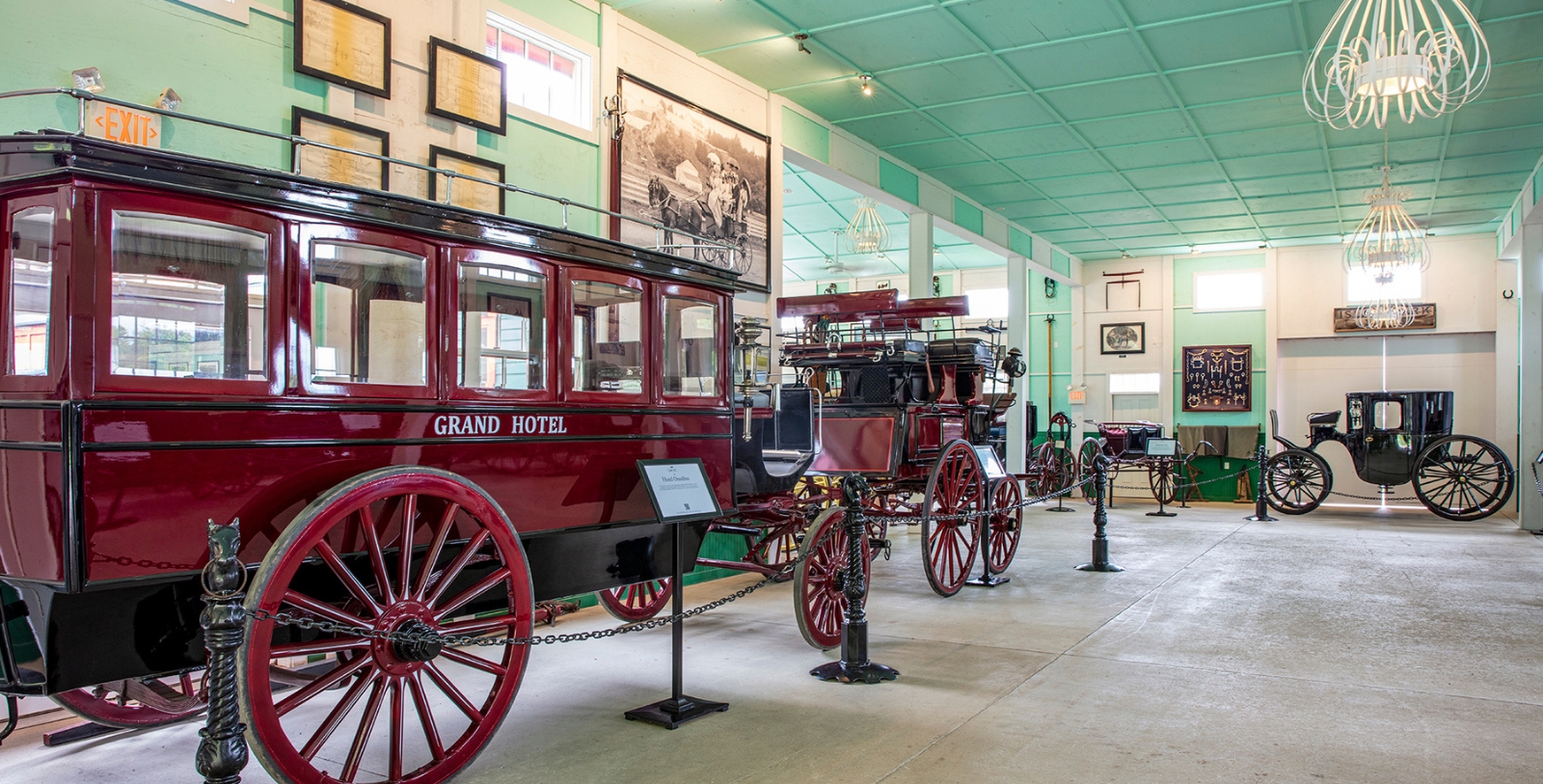 a horse carriage in a museum