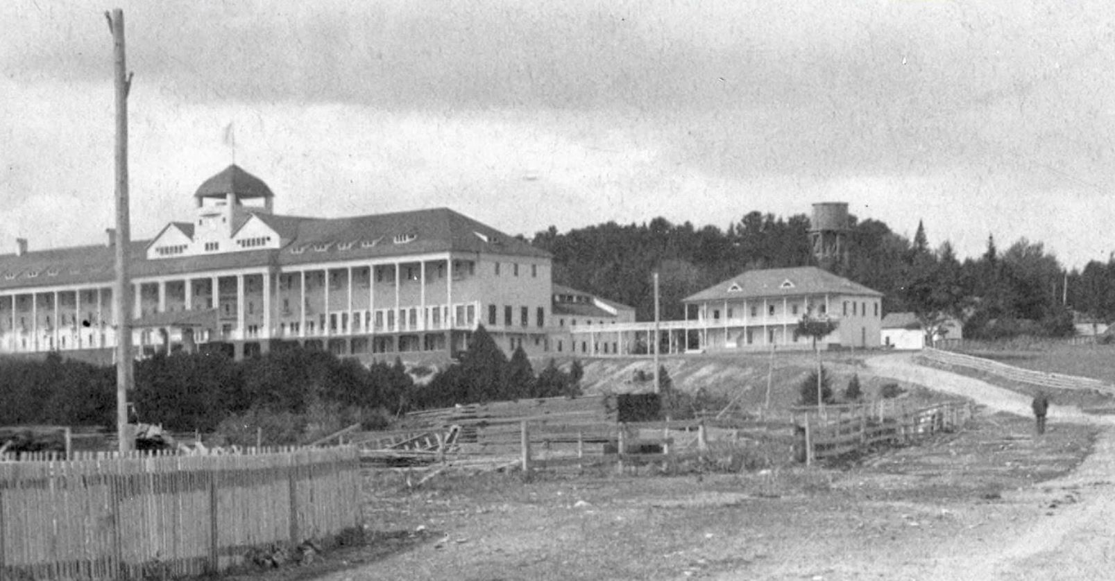 a large building with a tower