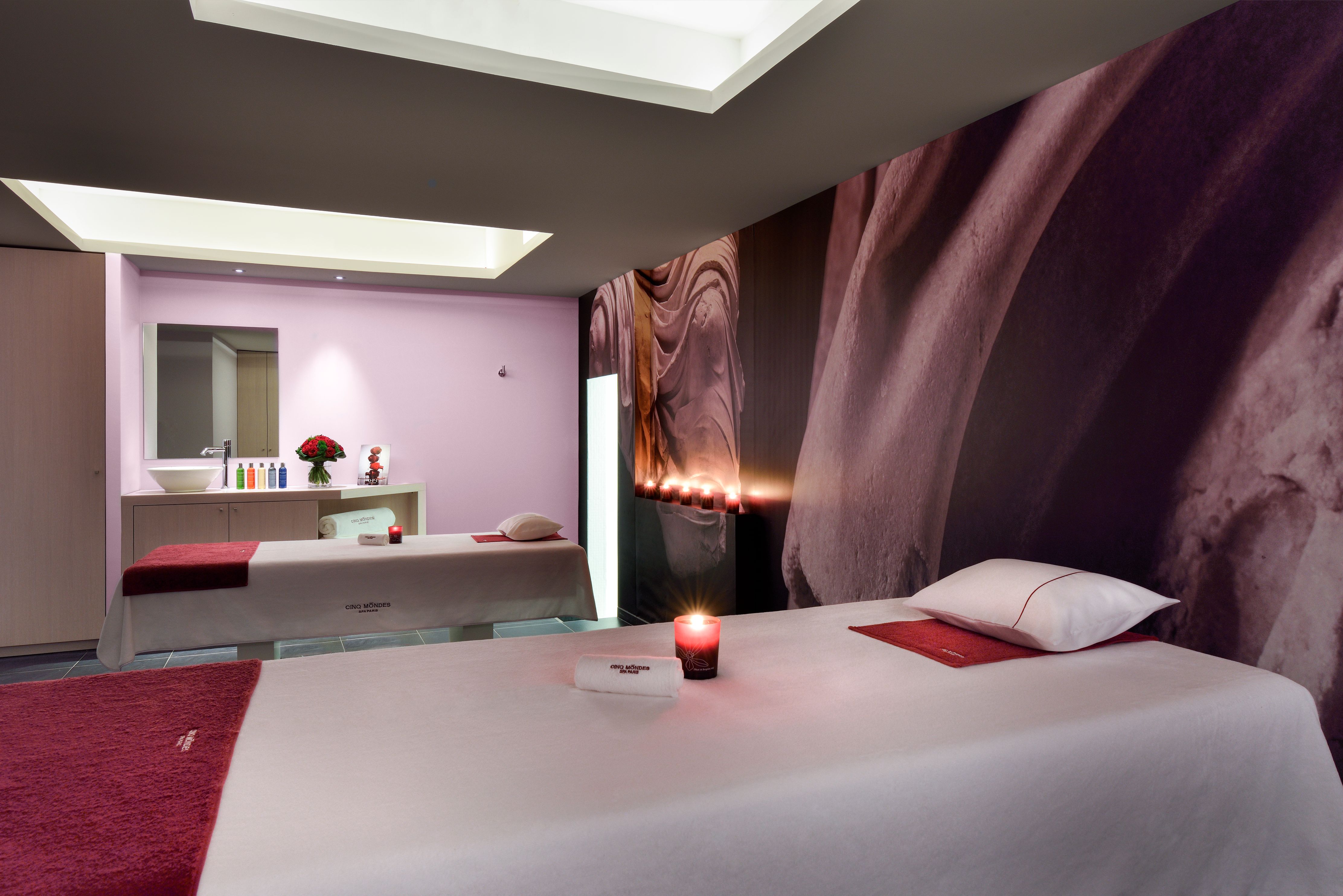 a massage table in a room