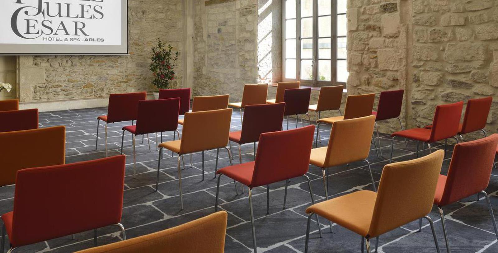 a room with many chairs