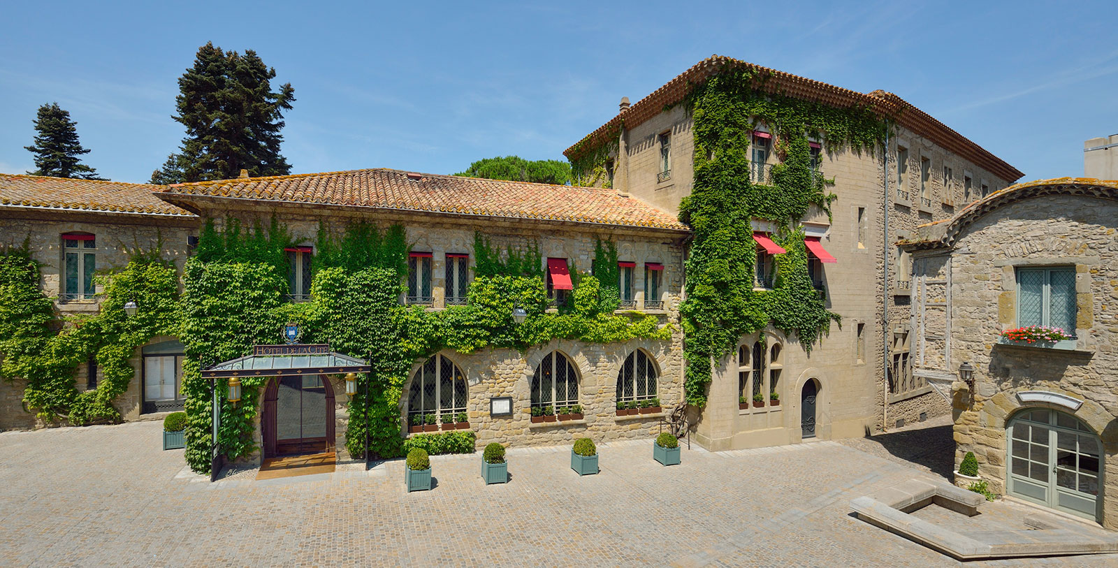 a building with ivy on the side