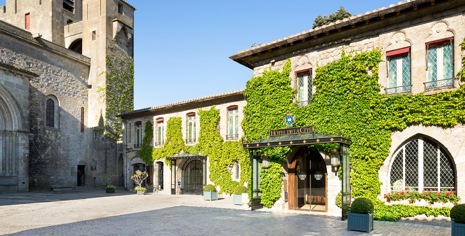 a building with ivy on the wall
