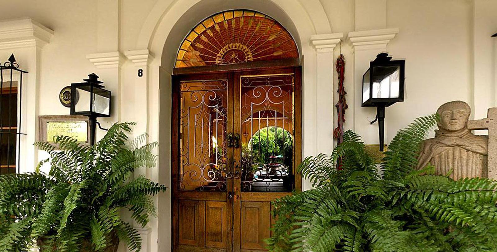 a door with a stained glass window