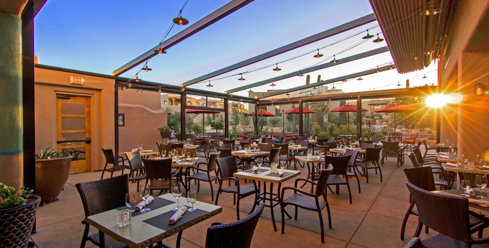 a restaurant with tables and chairs