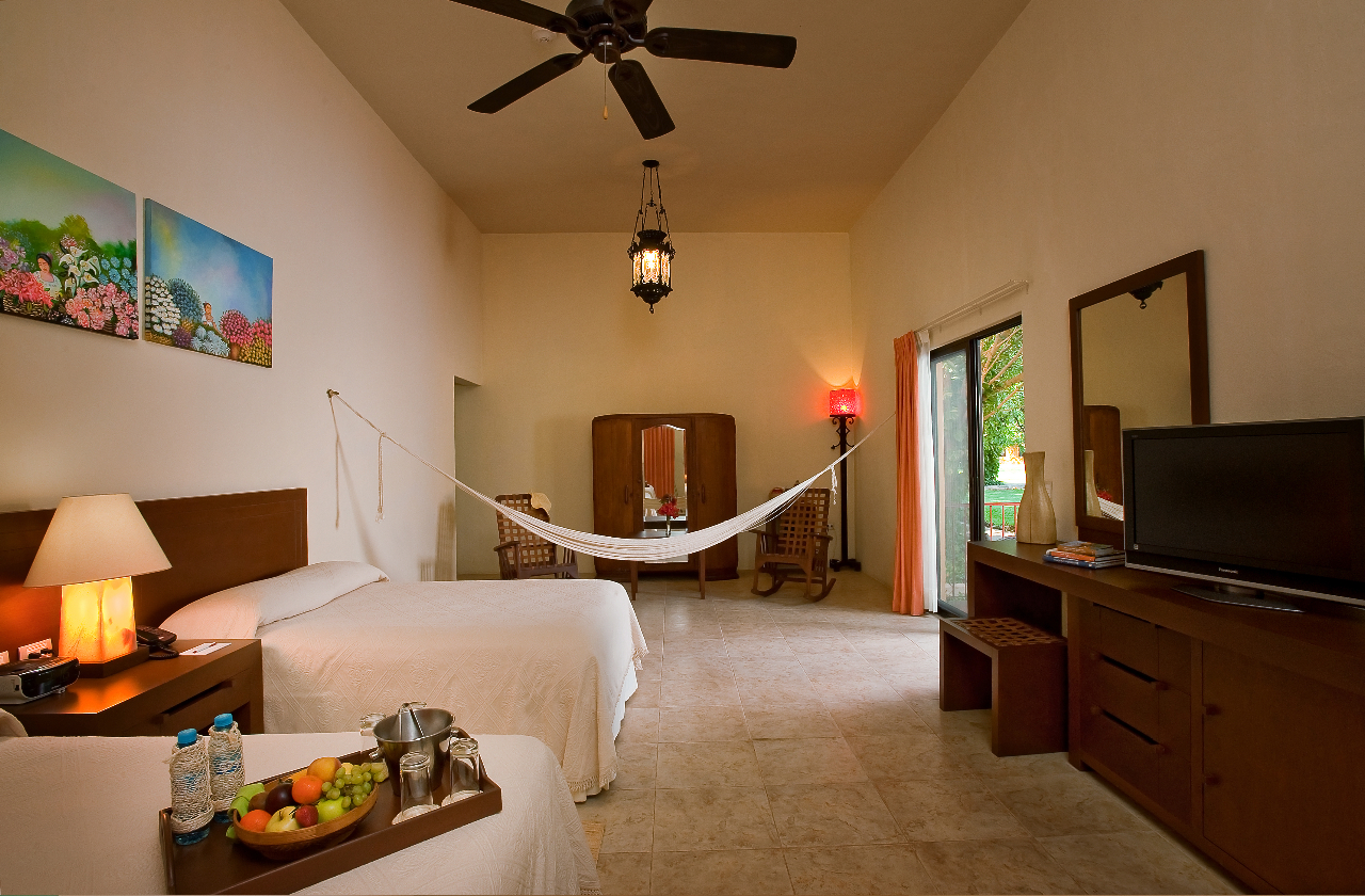 a hammock in a room