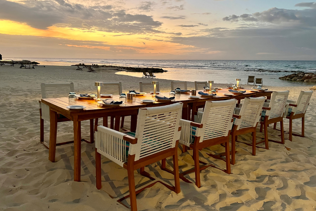 a table set up on a beach
