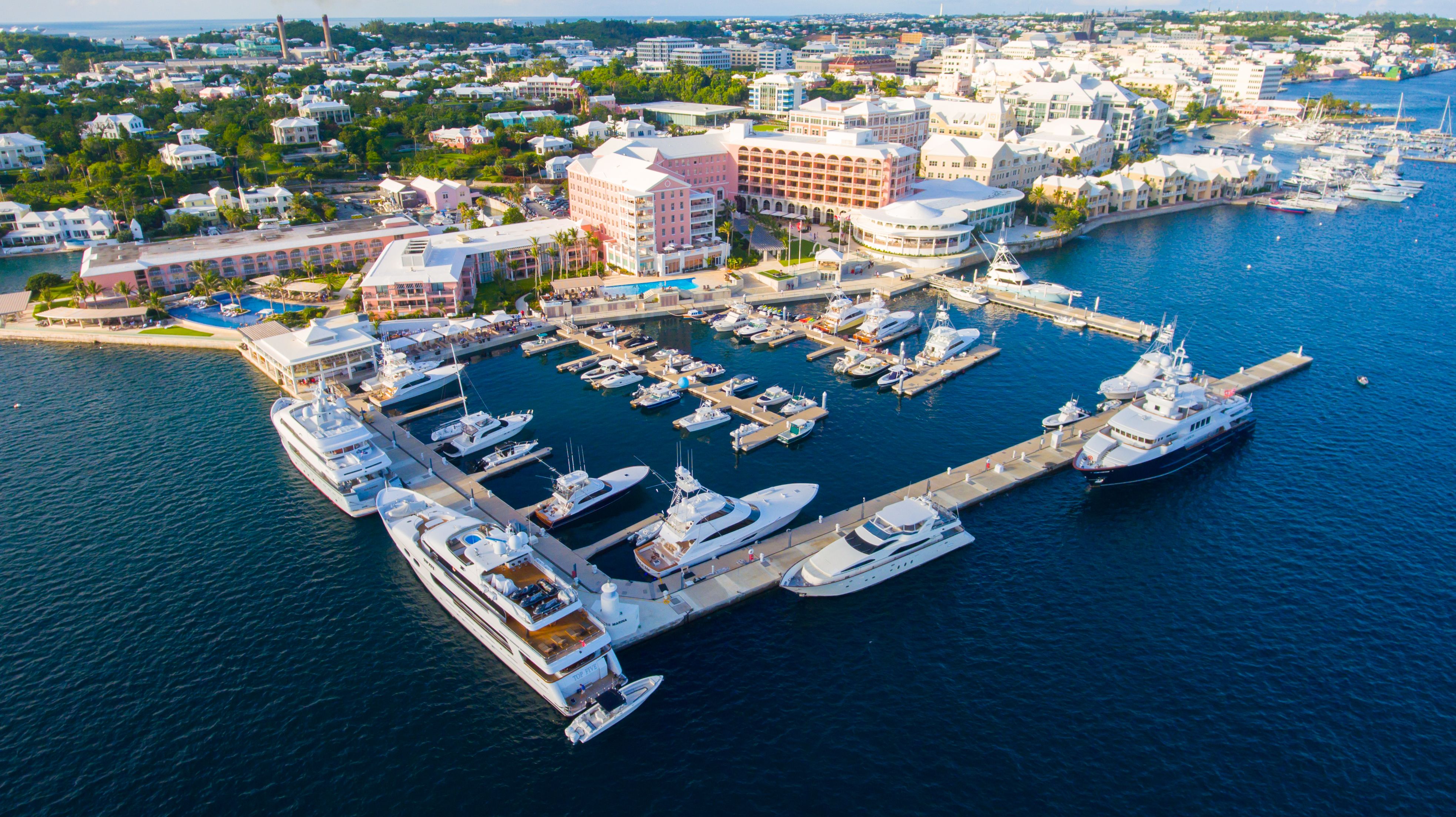 a group of boats in a harbor