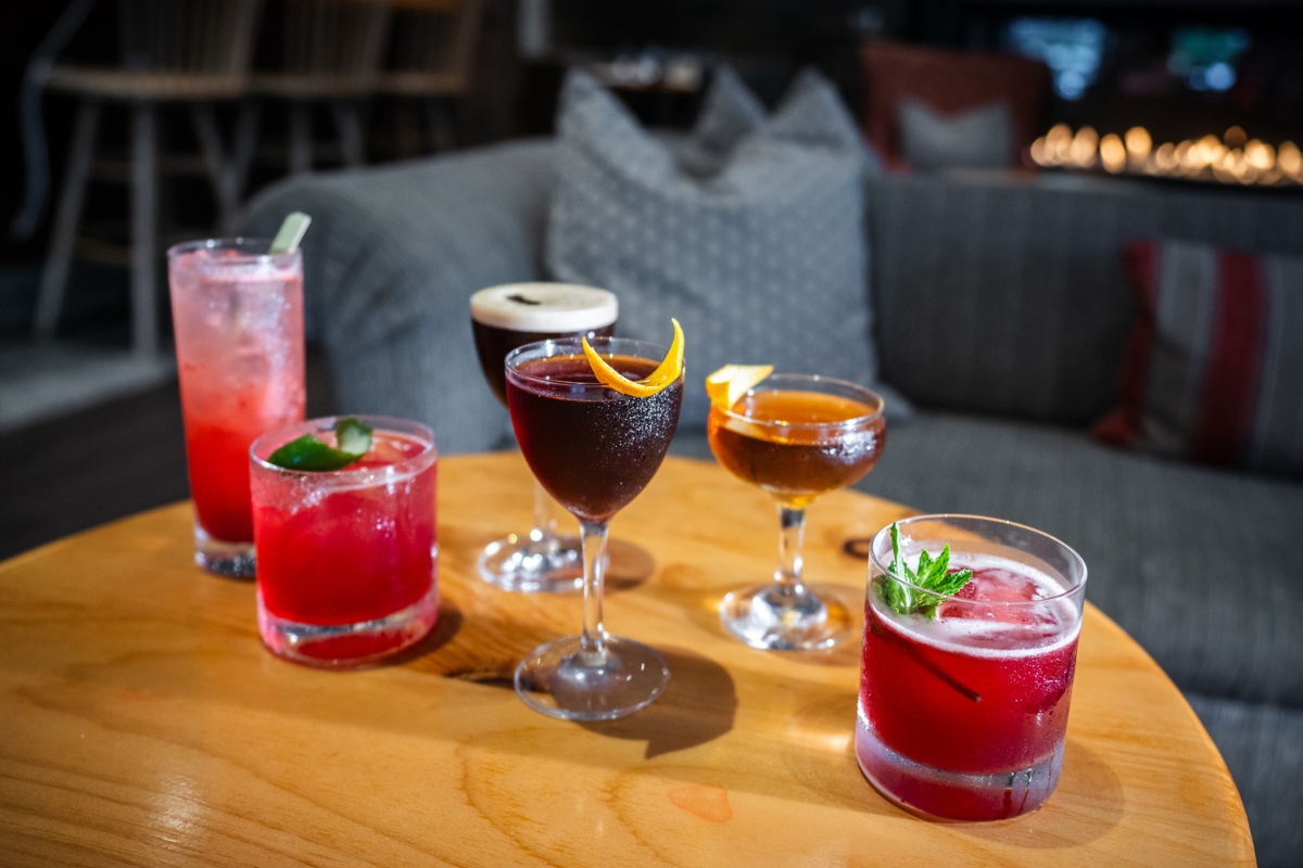 a group of drinks on a table