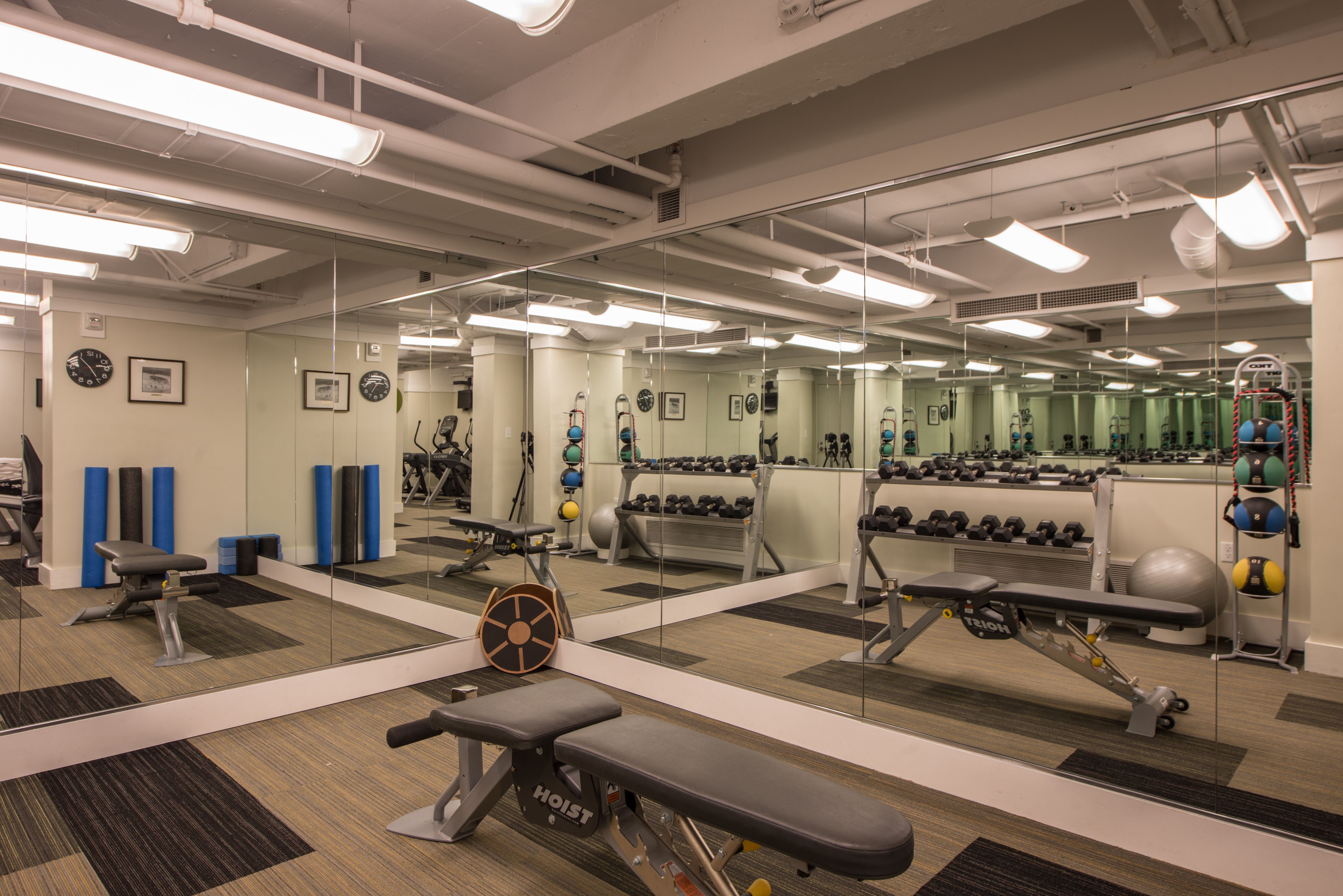 a mirror in a gym