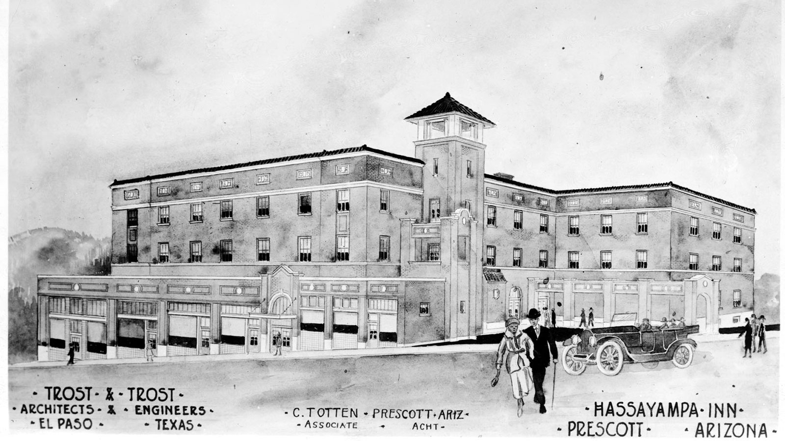 a black and white photo of a building