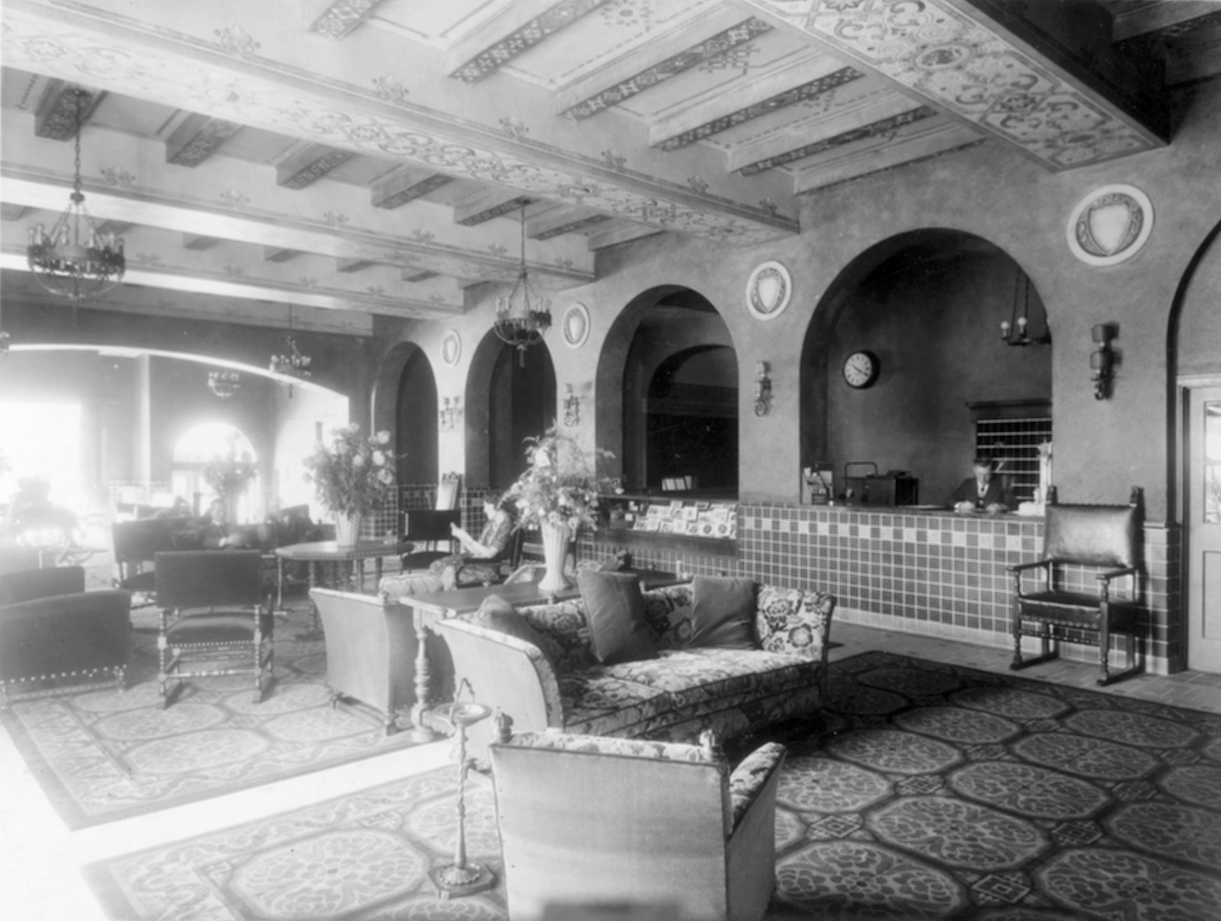 a room with a couch and a table