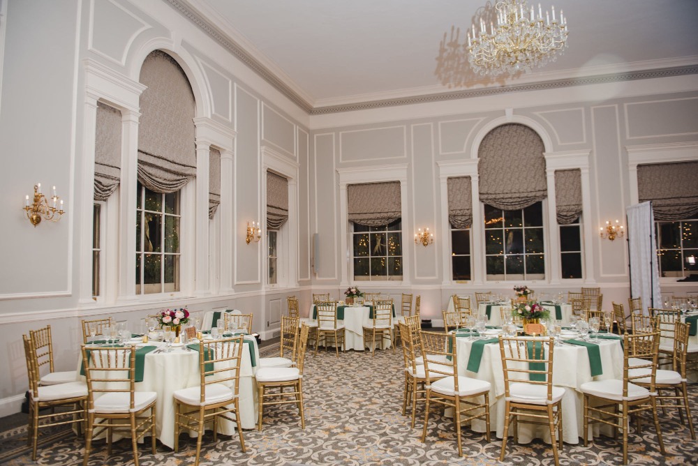 a room with tables and chairs