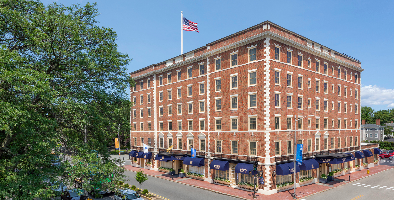 a building with a flag on top of it
