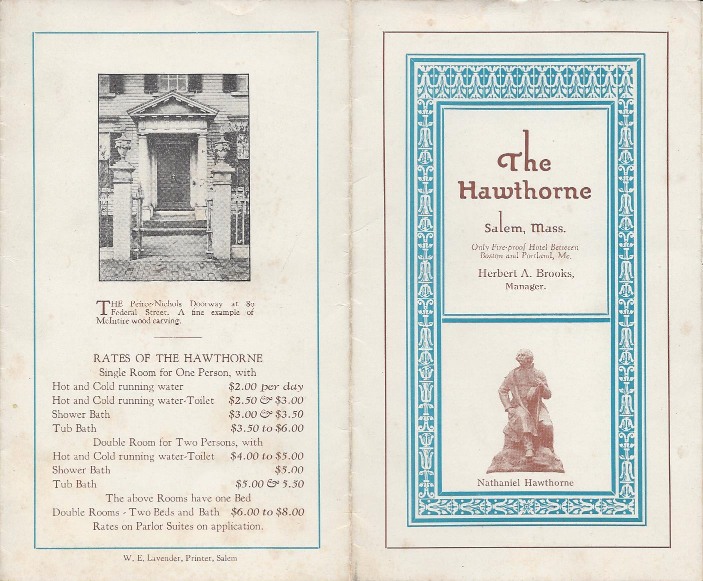 a menu with a picture of a building and a statue