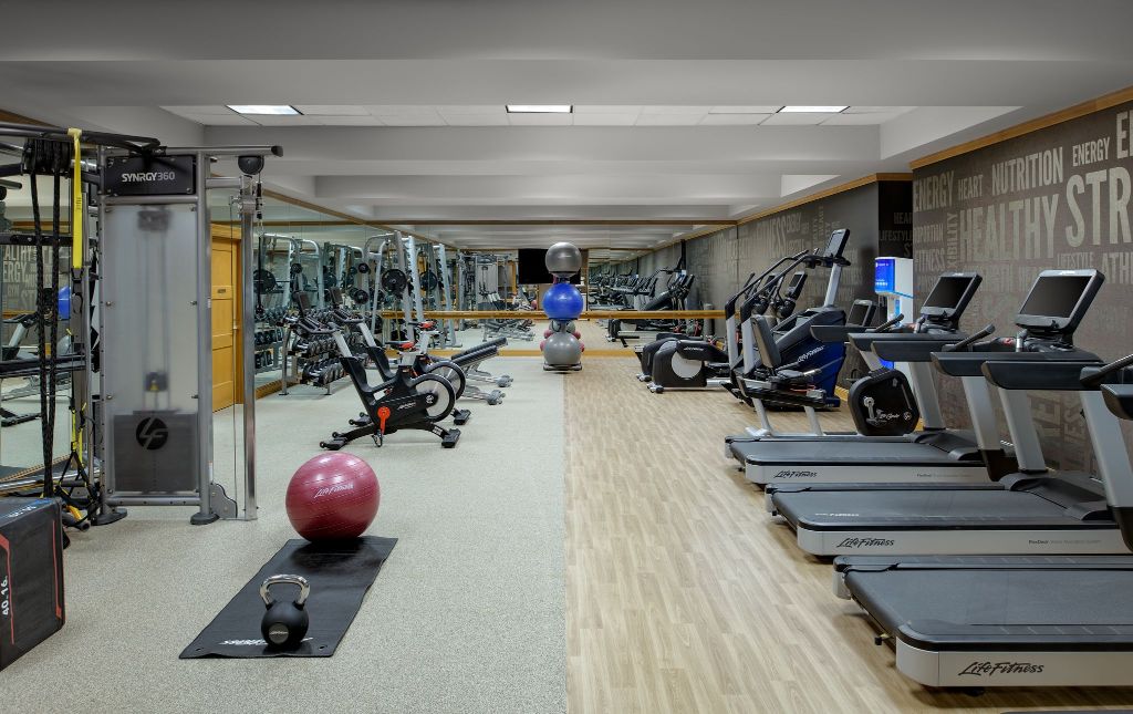 a room with exercise equipment