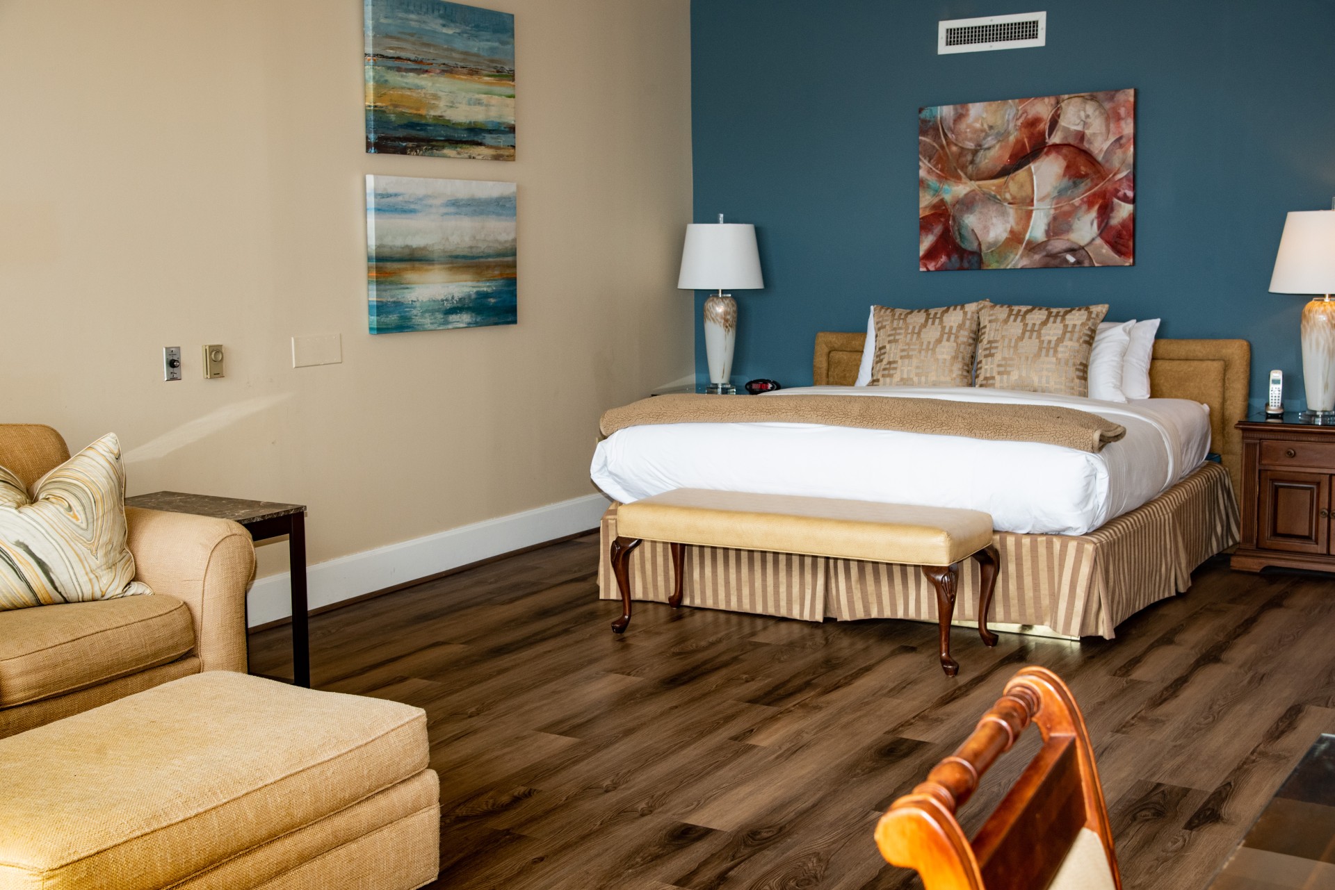 a room with a bed and a couch