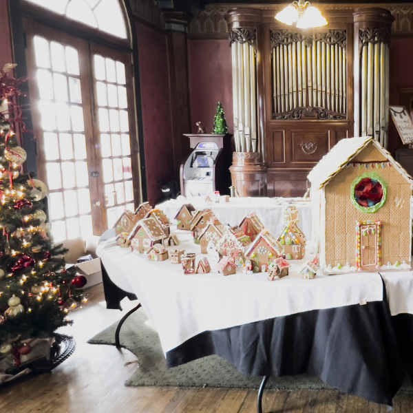 a gingerbread house on a table