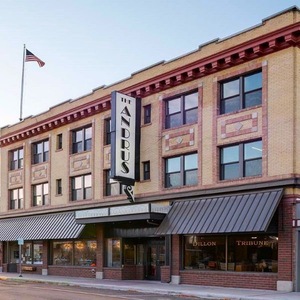a building with a flag on the side