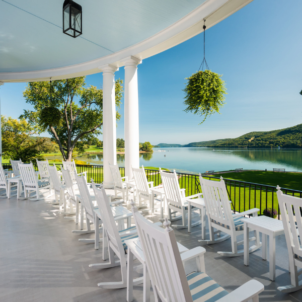 a white chairs on a porch