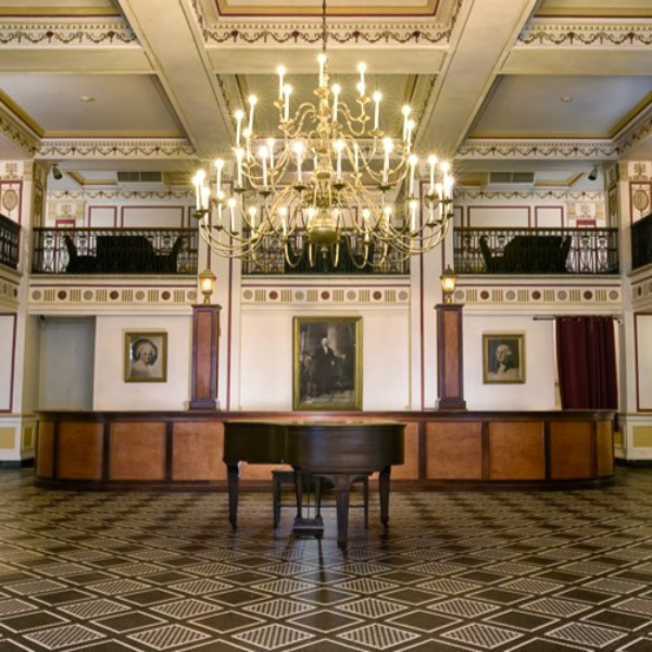 a chandelier in a room
