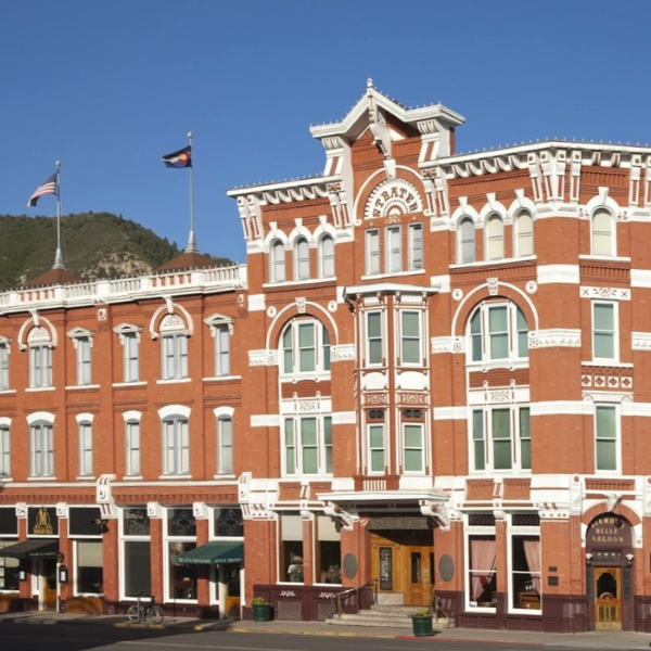 a building with flags on top of it