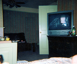 a television in a bedroom