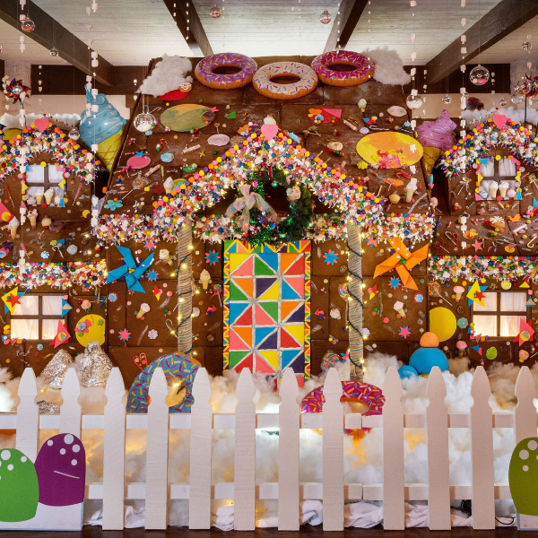 a gingerbread house with decorations