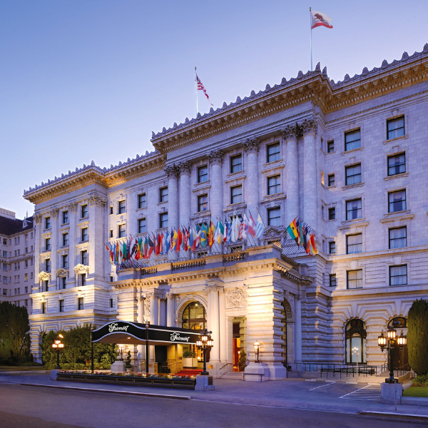 Fairmont San Francisco with flags on the front