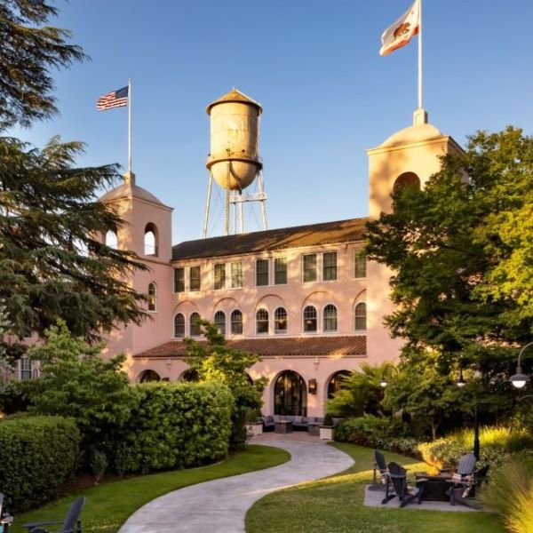 a building with a water tower
