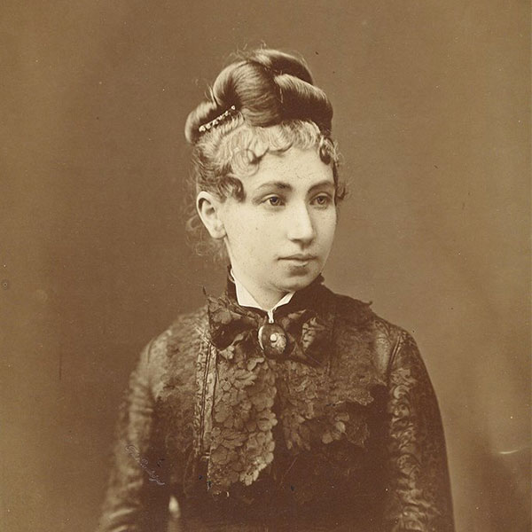 a woman in a black dress
