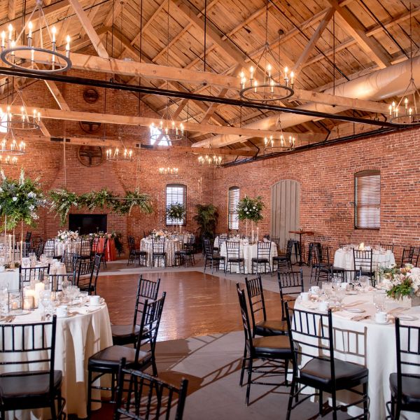 a room with tables and chairs