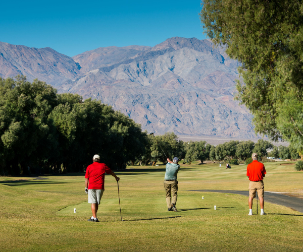 a group of men playing golf