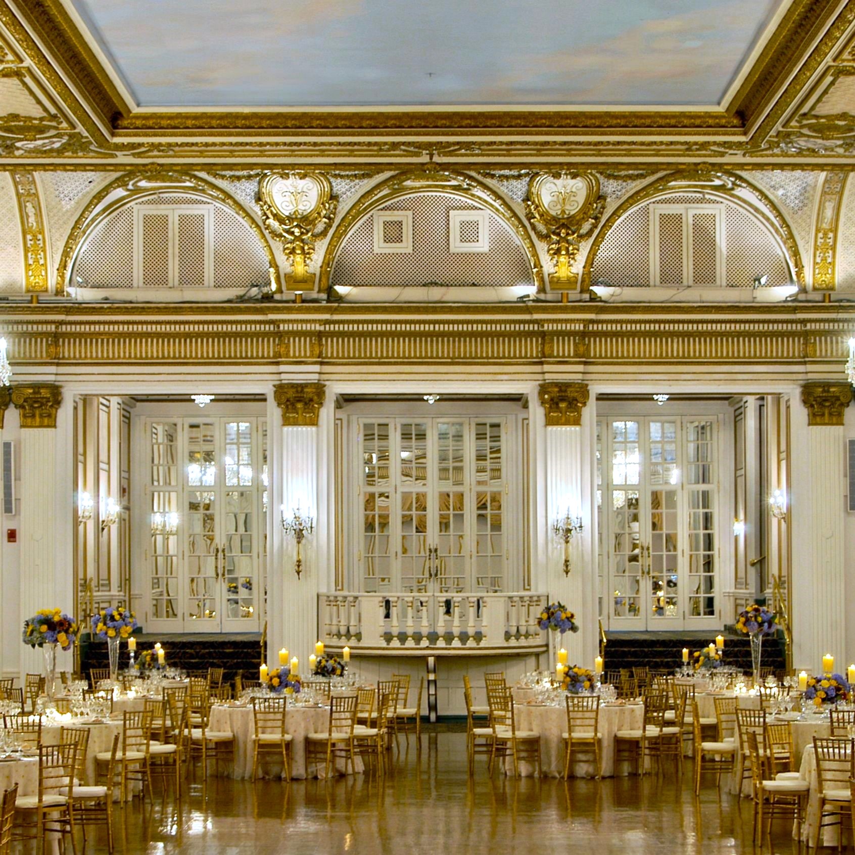 a room with tables and chairs