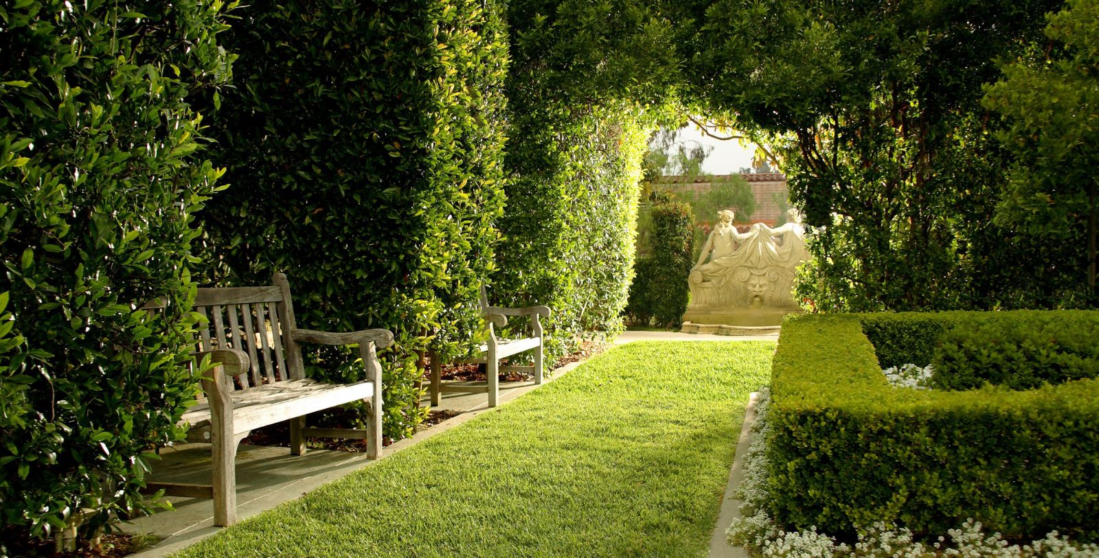 a bench in a garden