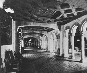 a long hallway with arched ceiling